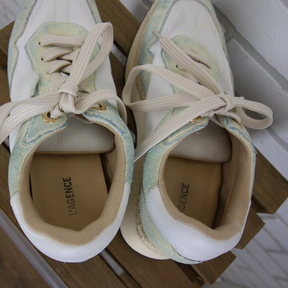 L'Agence Ivone Platform Sneakers Womens 6.5 Vintage Blue Tint Suede Nylon $298 - Picture 6 of 12